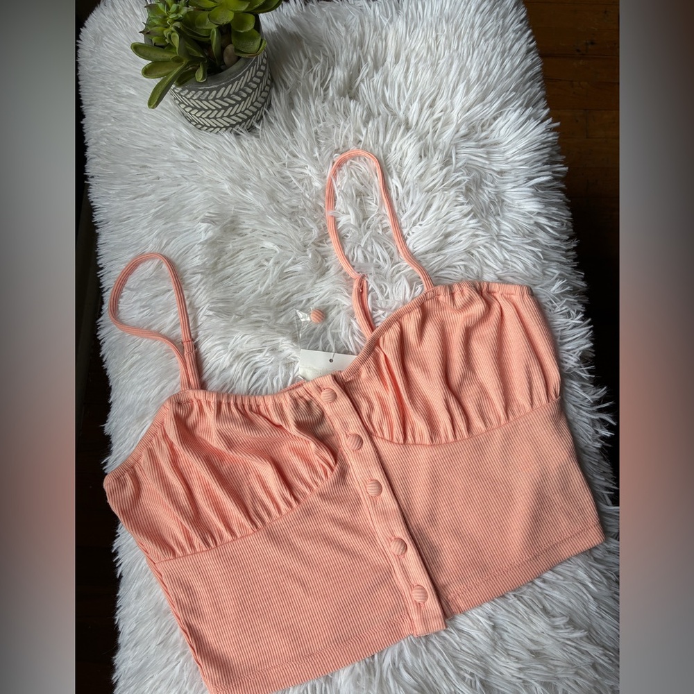 Forever 21 Pink Ribbed Crop Tank Top 💗